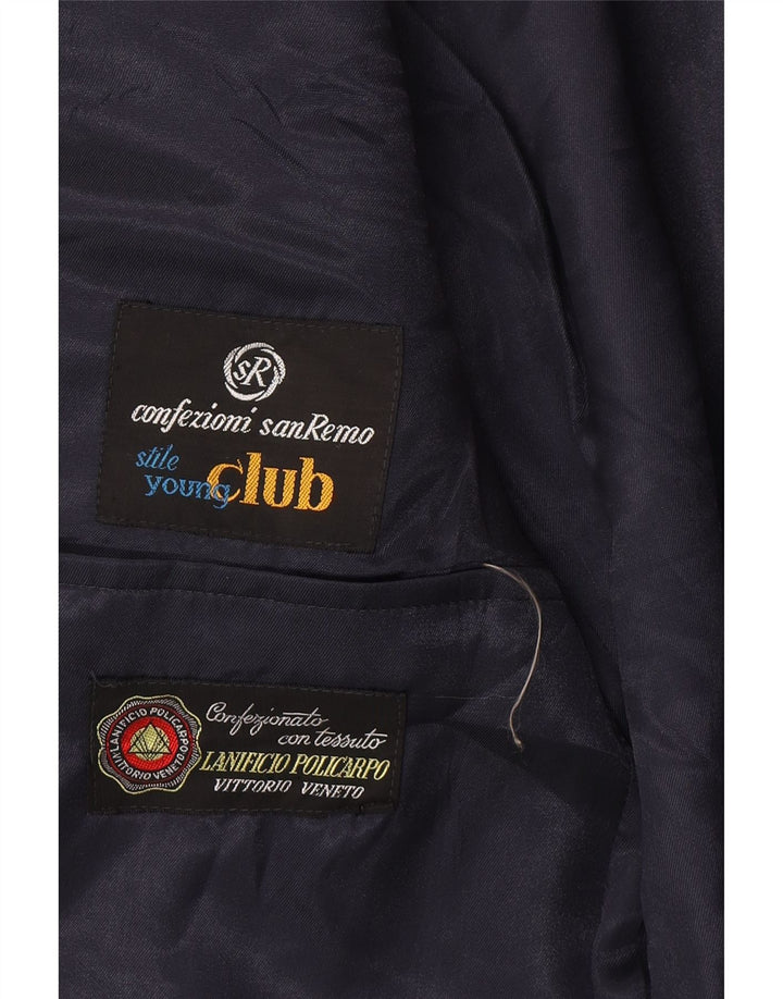 Vintage Mens Club Blazer Jacket IT 50 Large Navy Blue Striped