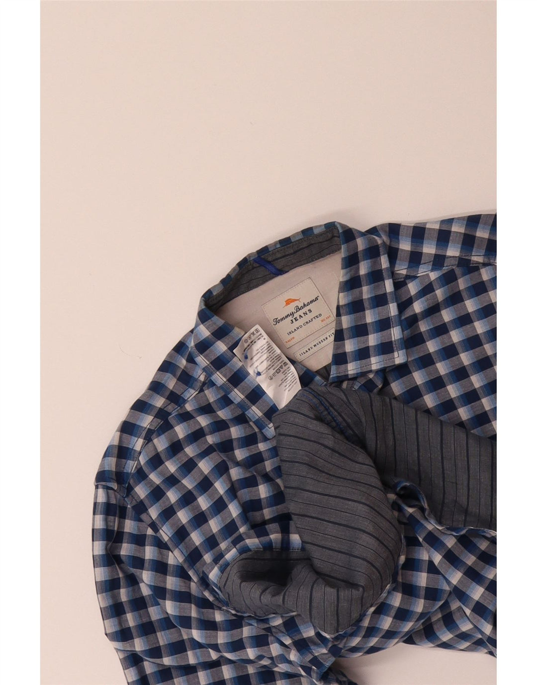 TOMMY BAHAMA Mens Shirt Medium Blue Check Cotton Vintage Tommy Bahama and Second-Hand Tommy Bahama from Messina Hembry 