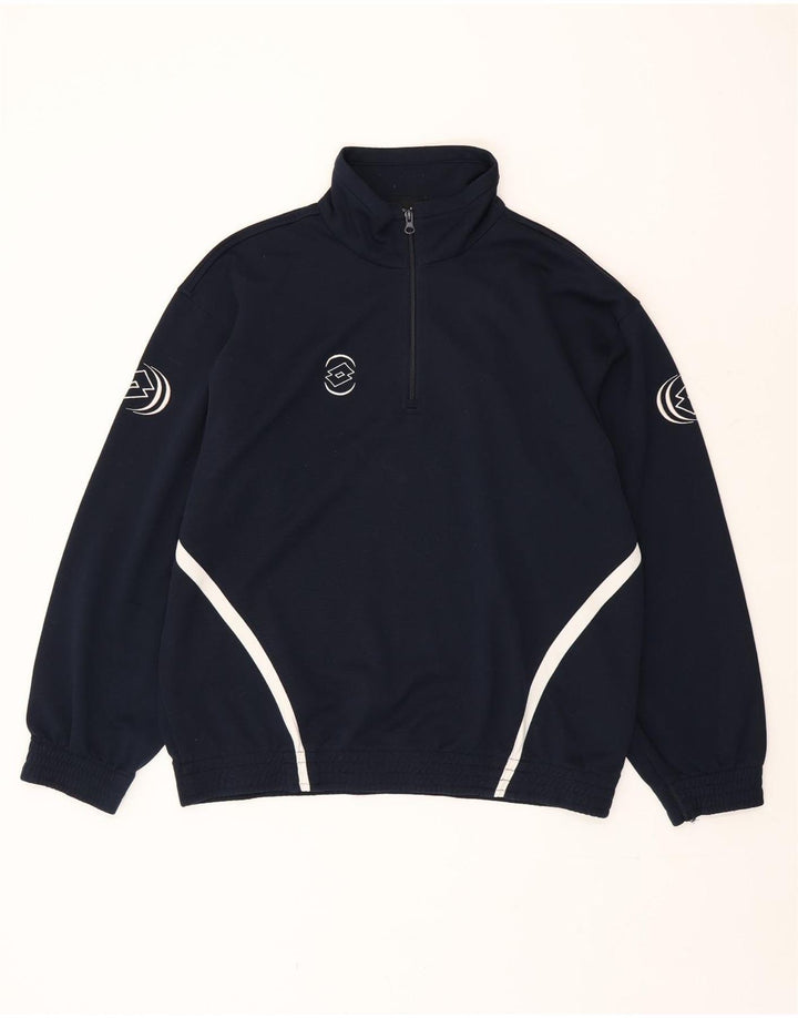 Lotto Mens Zip Neck Sweatshirt Jumper XL Navy Blue Polyester