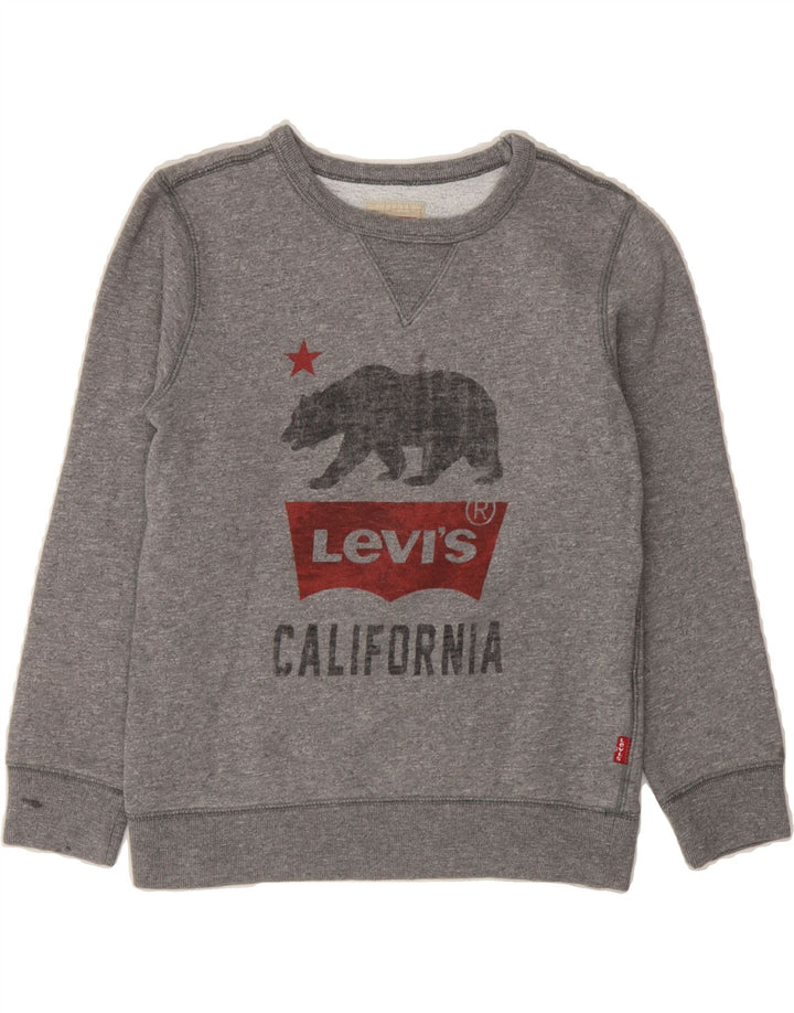 LEVI'S Girls Graphic Sweatshirt Jumper 9-10 Years Grey Cotton Vintage Levi's and Second-Hand Levi's from Messina Hembry 