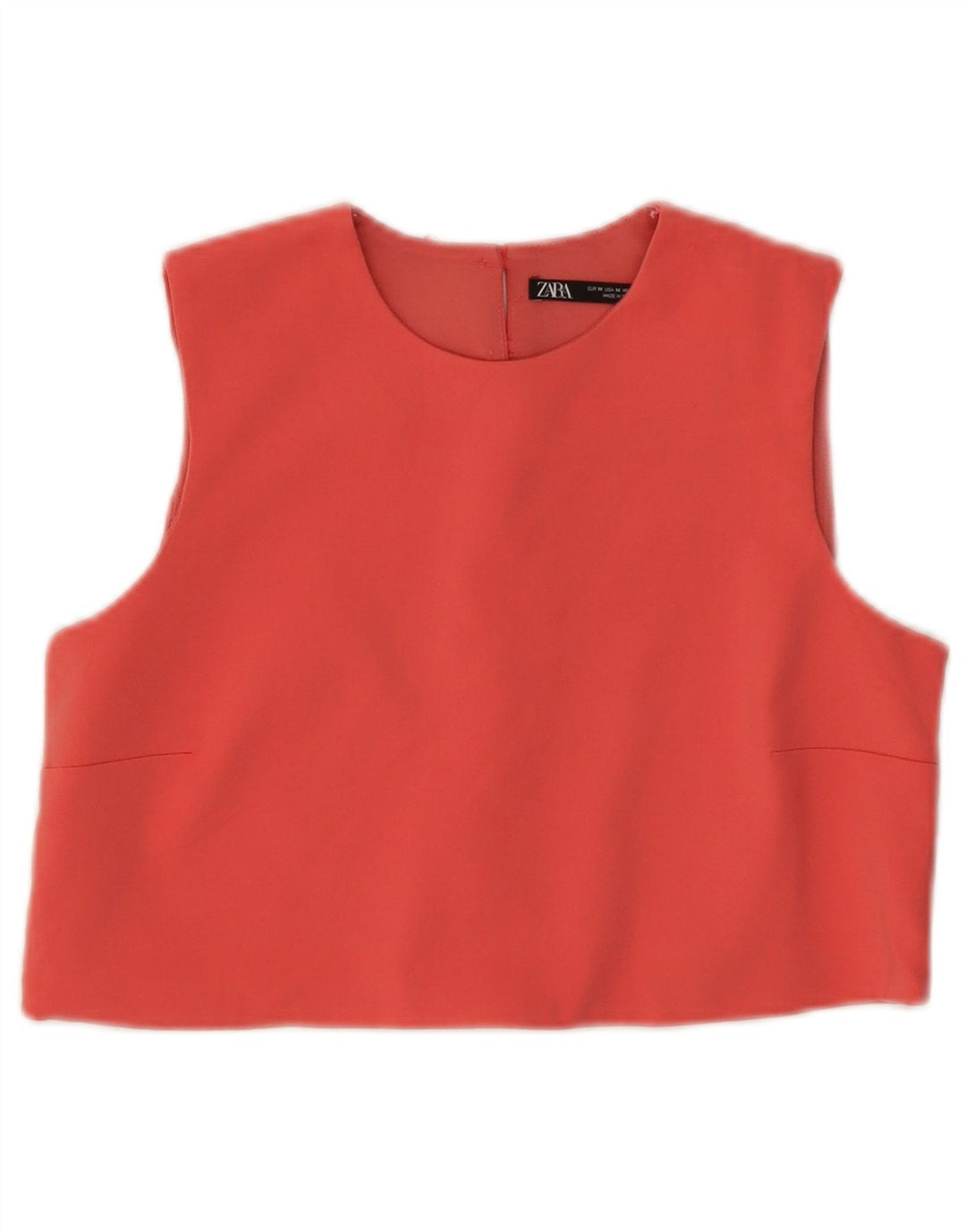 Zara Womens Sleeveless Crop Top UK 12 Medium Pink Cotton