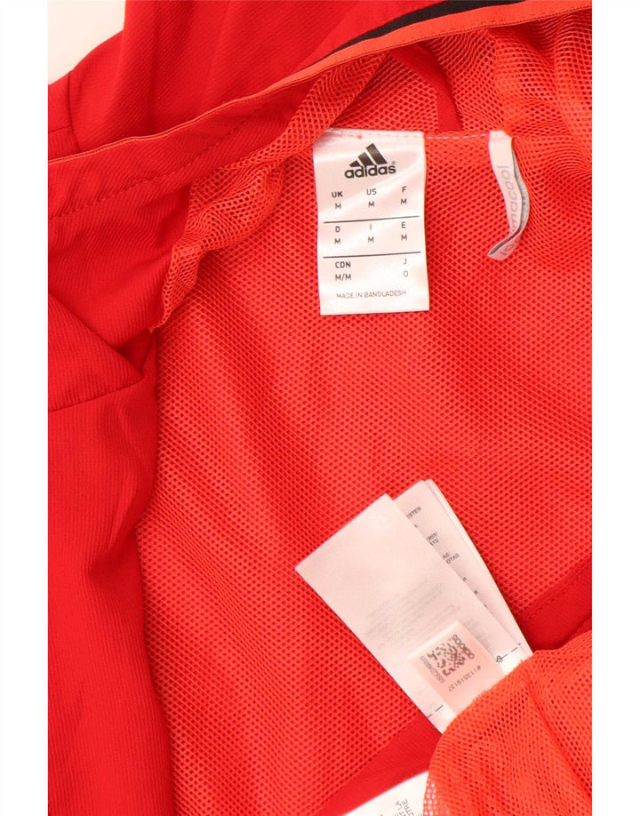 Adidas Mens Climacool Graphic Hooded Rain Jacket UK 38 Medium Red Polyester