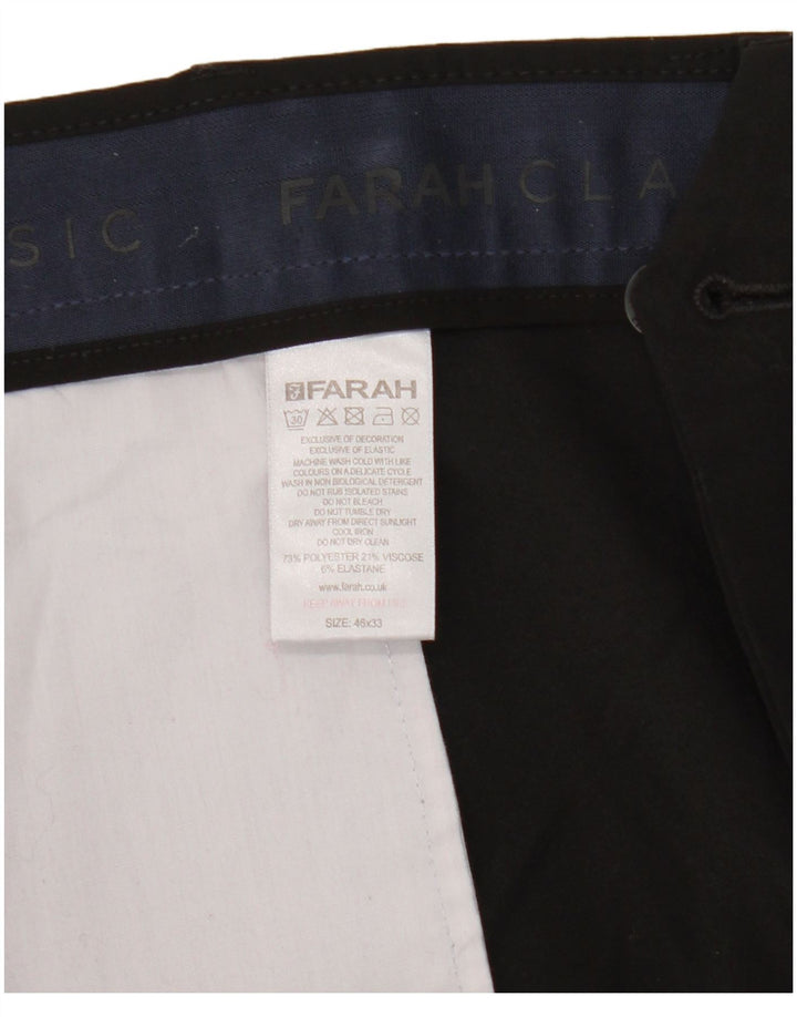 Farah Mens Straight Suit Trousers W46 L33 Black Polyester