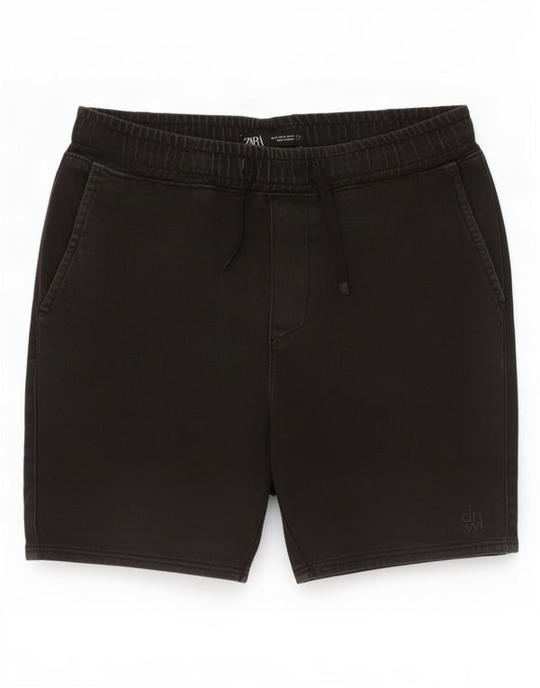 Zara Mens Shorts Medium W34 Black Cotton