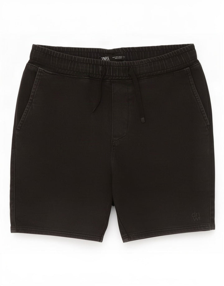 Zara Mens Shorts Medium W34 Black Cotton