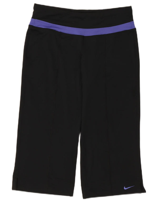 Nike Womens Dri Fit Capri Leggings UK 6 XS Black Colourblock Polyester
