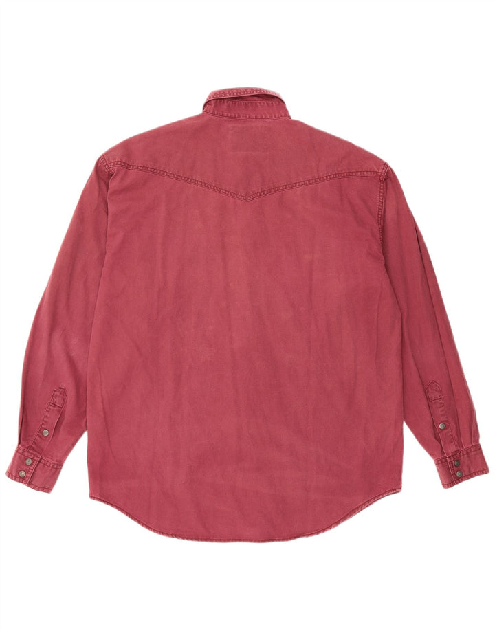Wrangler Mens Shirt Medium Burgundy Cotton