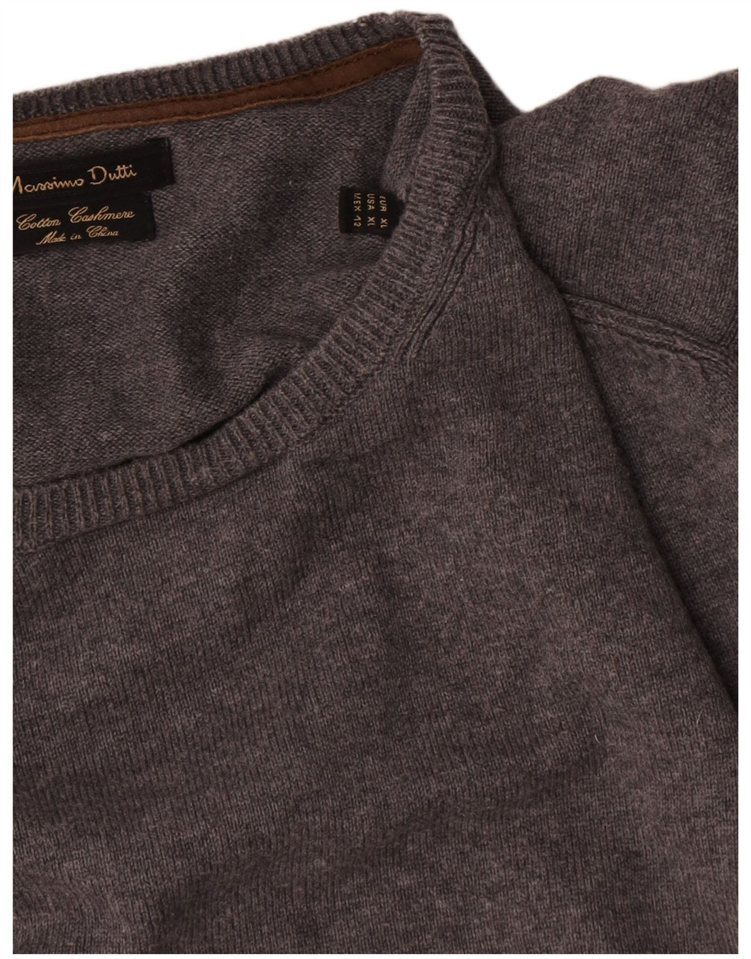 Massimo Dutti Mens Crew Neck Jumper Sweater XL Grey Cotton