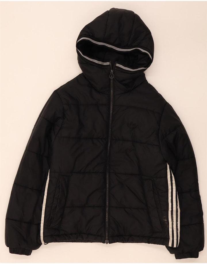 Adidas Womens Hooded Oversized Padded Jacket UK 10 Small Black Polyester