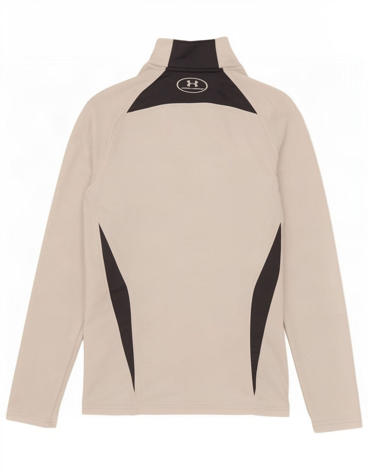 Under Armour Mens Cold Gear Top Long Sleeve Small White Colourblock