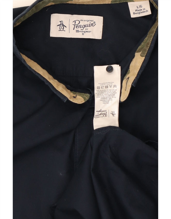 Penguin Mens Shirt Large Navy Blue Cotton