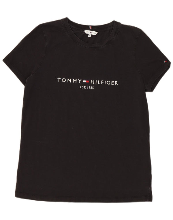 Tommy Hilfiger Womens Graphic T-Shirt Top UK 12 Medium Black