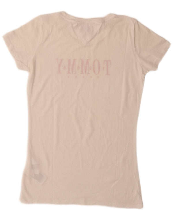 Tommy Hilfiger Womens Graphic T-Shirt Top UK 12 Medium White Cotton