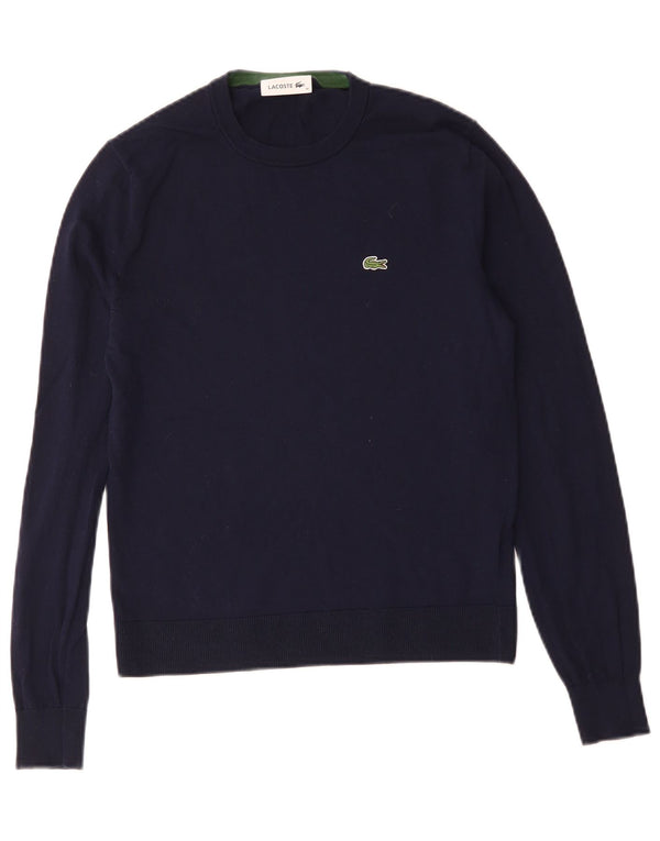 Lacoste Womens Crew Neck Jumper Sweater Size 36 Small Navy Blue Cotton