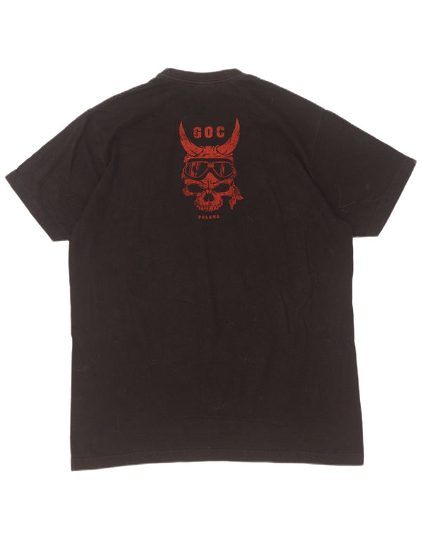 Vintage Mens Graphic T-Shirt Top Large Black Cotton