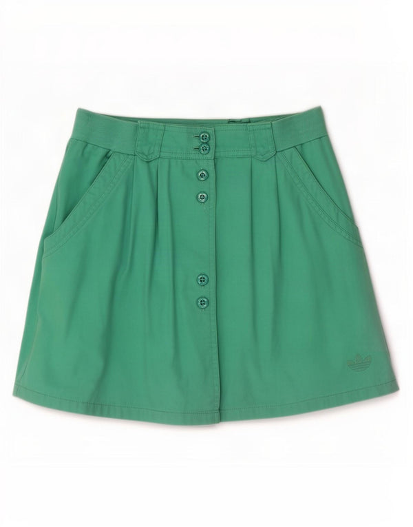 Adidas Womens Mini Skirt UK 10 Small W26 Green Cotton