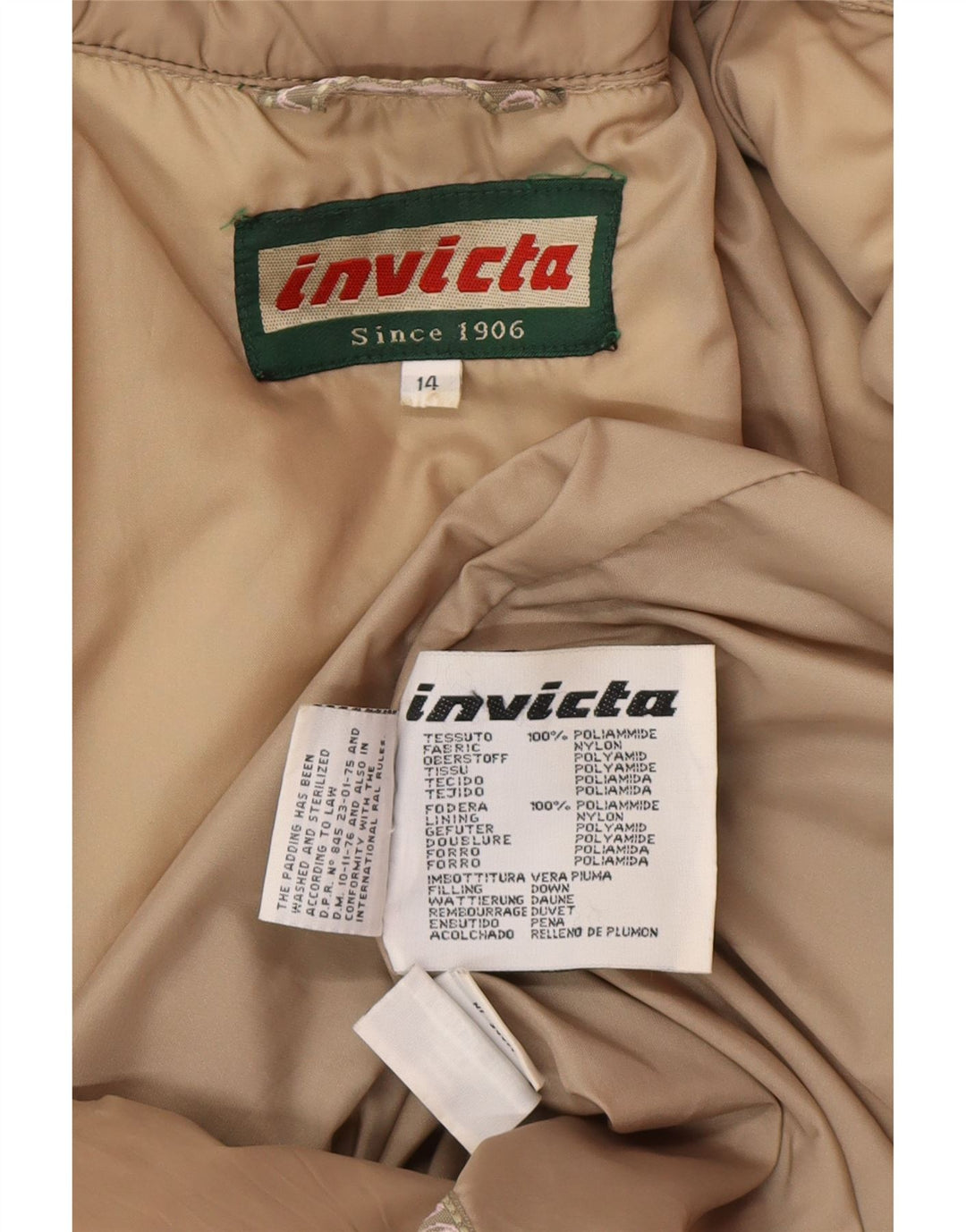 Invicta Womens Padded Coat UK 14 Medium Beige Polyamide