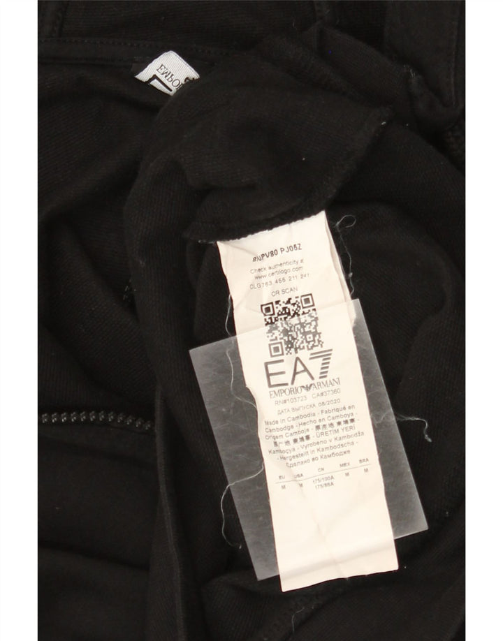 EMPORIO ARMANI Womens Zip Hoodie Sweater UK 14 Medium Black Cotton