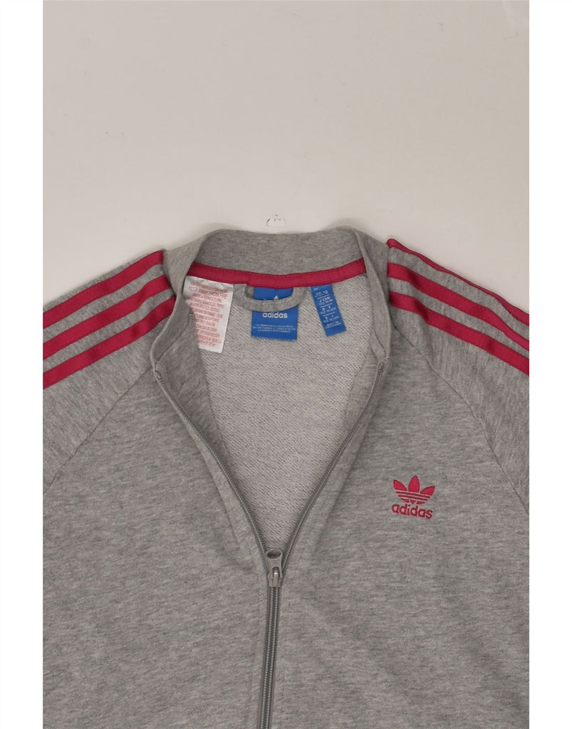 ADIDAS Girls Graphic Tracksuit Top Jacket 11-12 Years Grey Cotton | Vintage Adidas | Thrift | Second-Hand Adidas | Used Clothing | Messina Hembry 