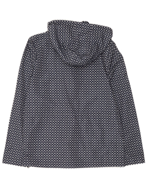 Crew Clothing Womens Hooded Rain Jacket UK 10 Small Navy Blue Geometric
