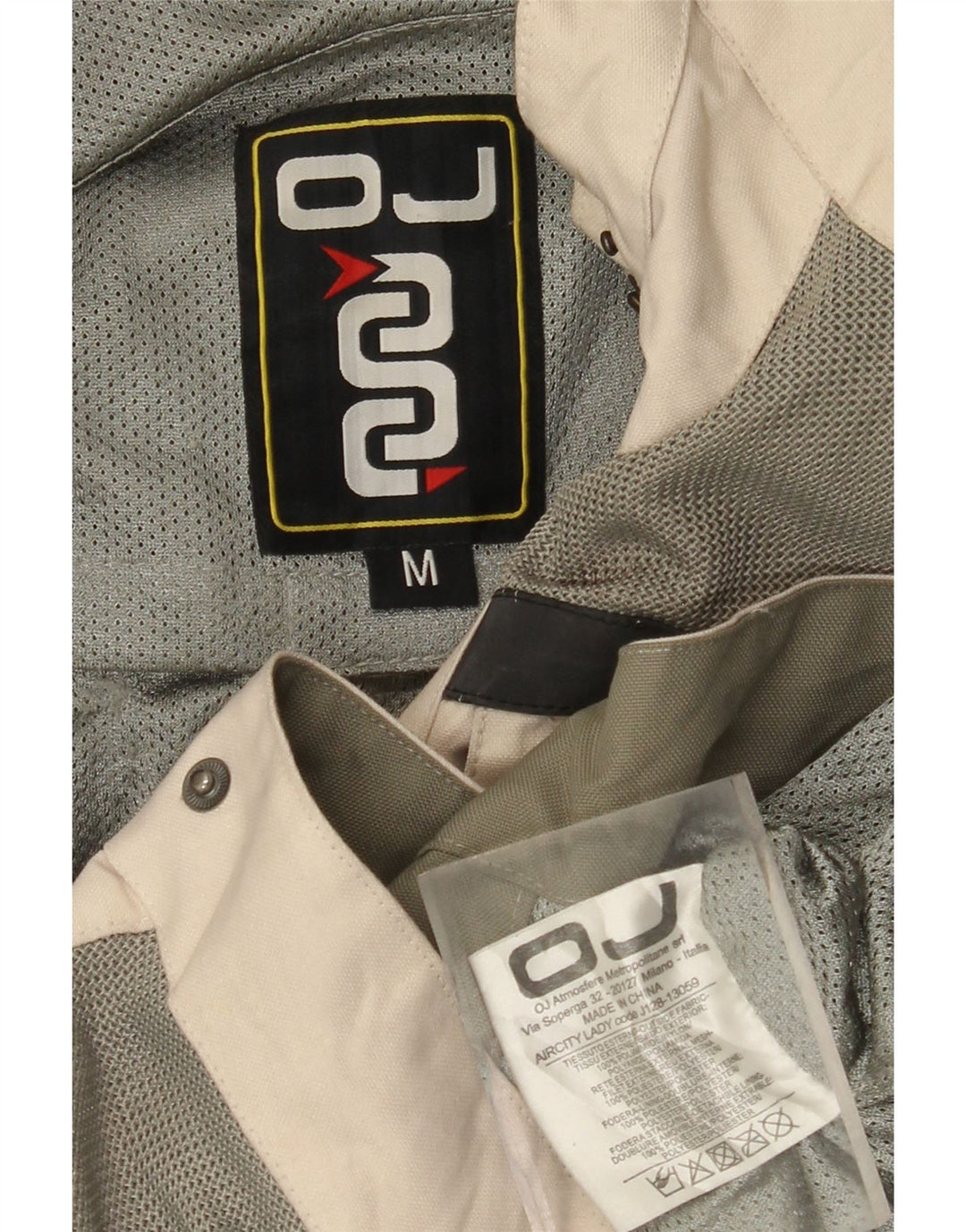 OJ ATMOSFERE Womens Racer Jacket UK 14 Medium Beige Colourblock Polyamide