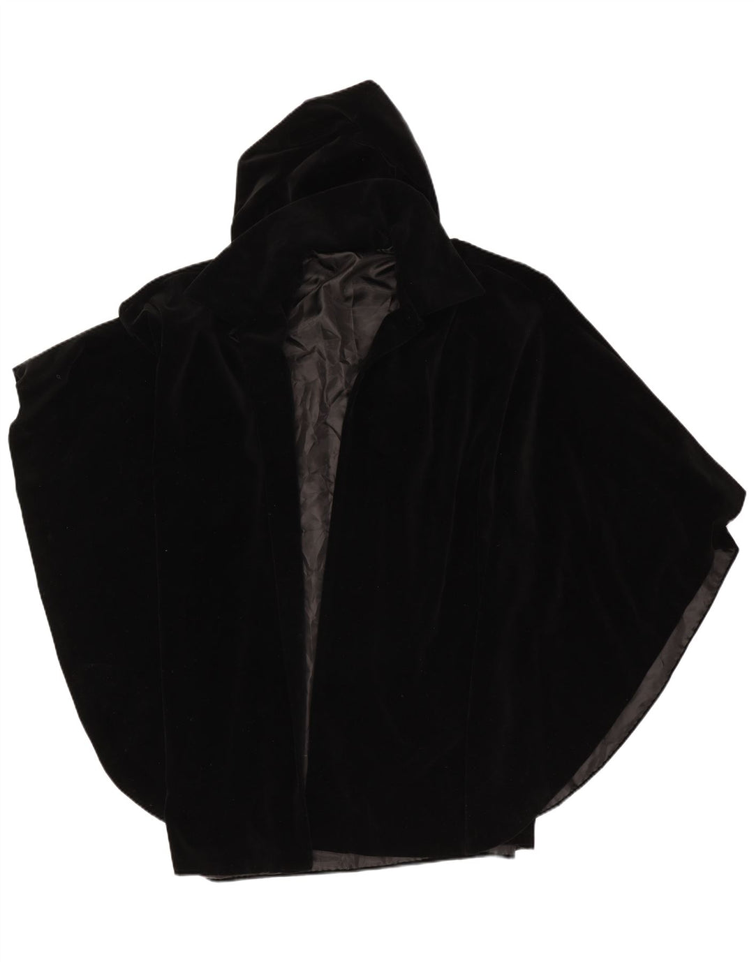 Vintage Womens Open Hooded Poncho Coat One Size Black