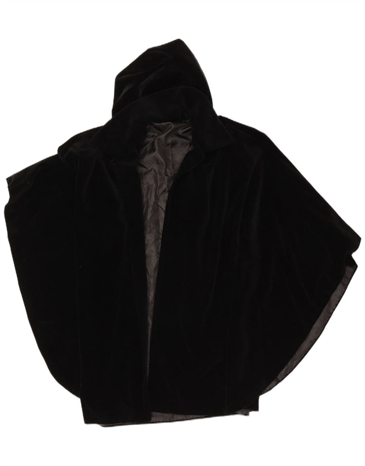 Vintage Womens Open Hooded Poncho Coat One Size Black