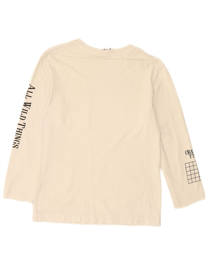 ZARA Mens Graphic Top Long Sleeve Small Off White Cotton