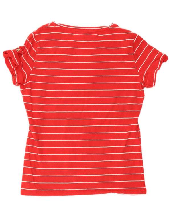 Nautica Womens T-Shirt Top UK 14 Medium Red Striped Cotton