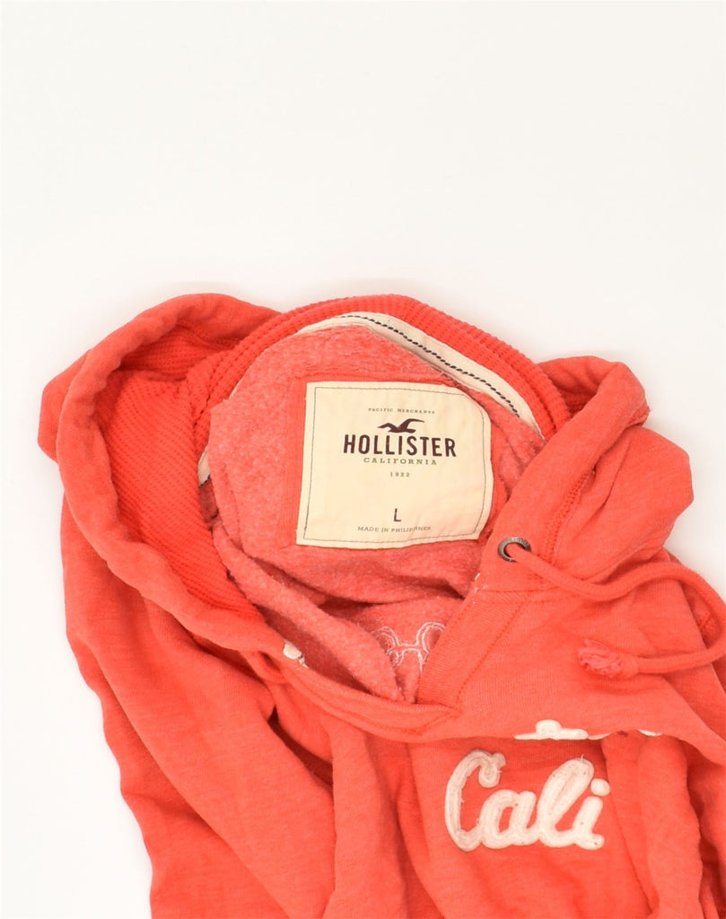 HOLLISTER Womens Graphic Hoodie Jumper UK 14 Large Red Cotton | Vintage Hollister | Thrift | Second-Hand Hollister | Used Clothing | Messina Hembry 