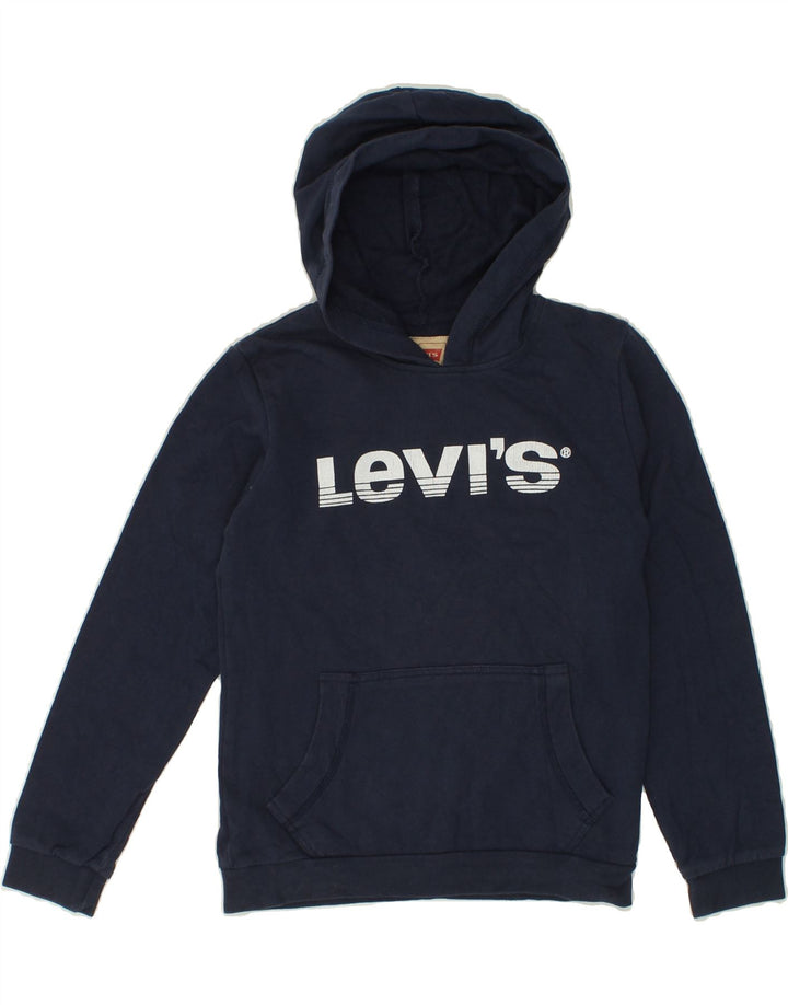 LEVI'S Boys Graphic Hoodie Jumper 9-10 Years Navy Blue Cotton Vintage Levi's and Second-Hand Levi's from Messina Hembry 
