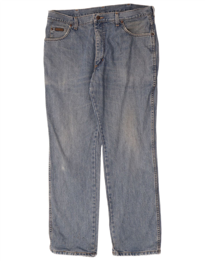 Wrangler Mens Texas Straight Jeans W38 L32 Blue Cotton