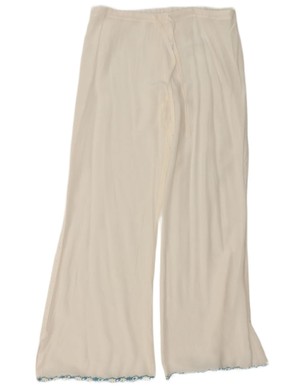 Vintage Womens Wide Leg Casual Trousers Large W34 L32 White