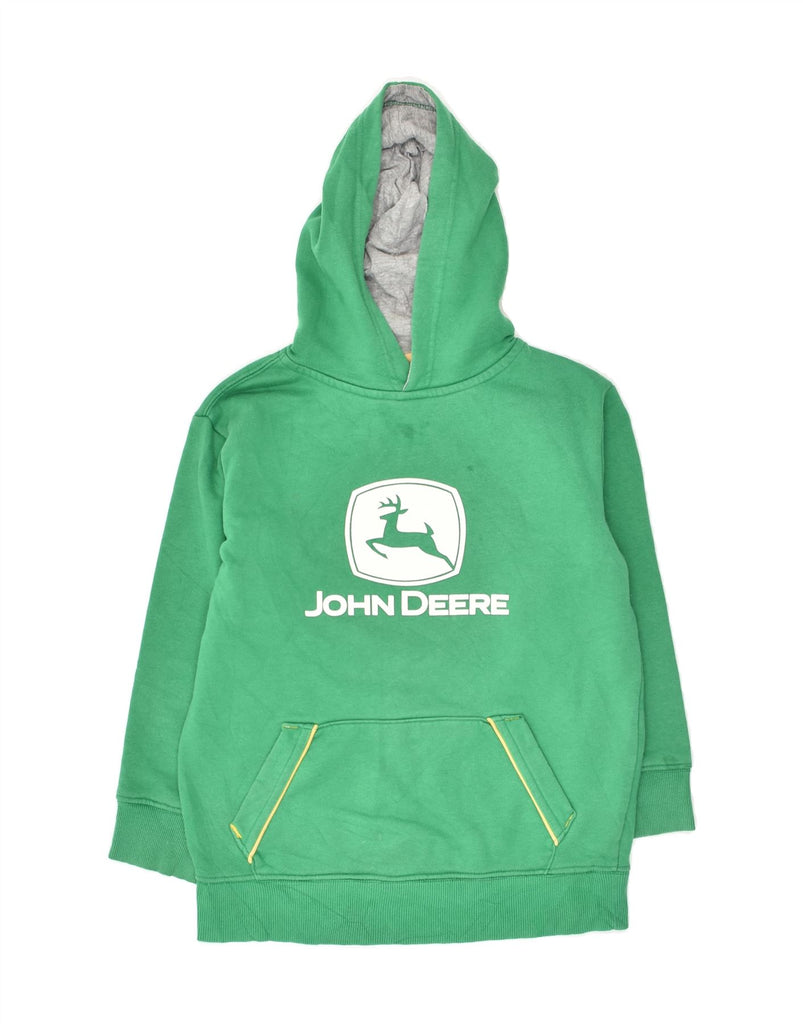 JOHN DEERE Boys Graphic Hoodie Jumper 5-6 Years Green Polyester | Vintage John Deere | Thrift | Second-Hand John Deere | Used Clothing | Messina Hembry 