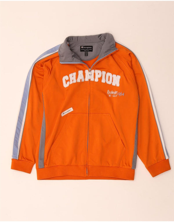 Champion Boys Tracksuit Top Jacket 11-12 Years Large Orange Colourblock
