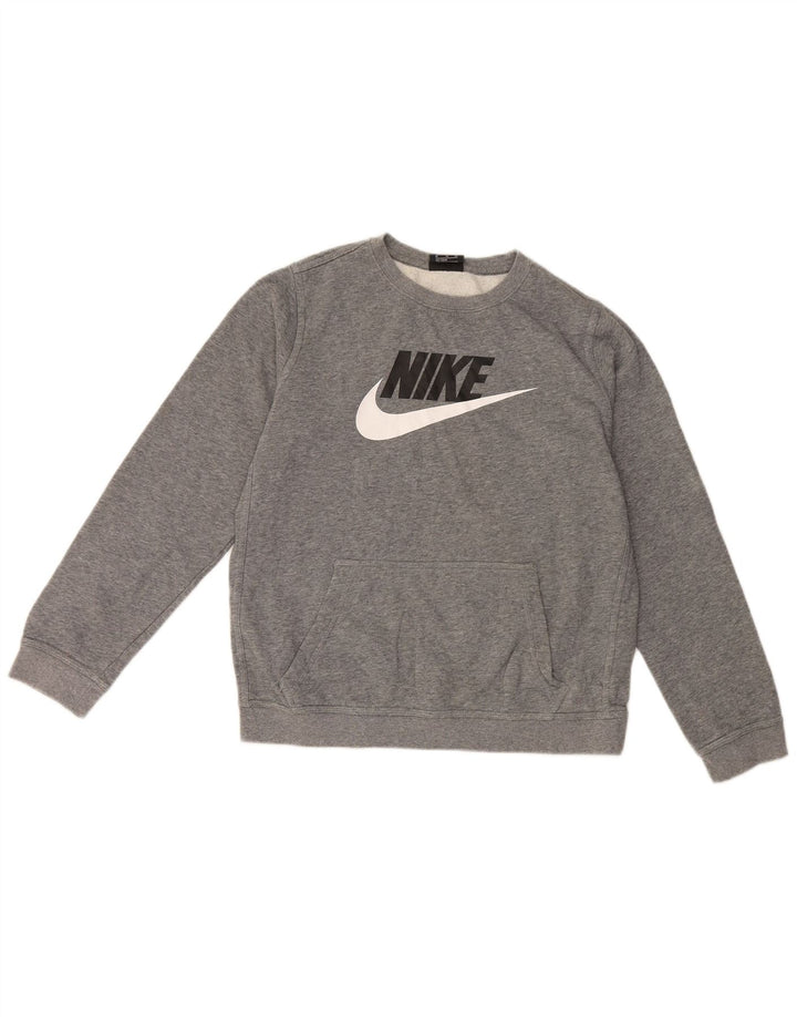 Nike Boys Graphic Sweatshirt Jumper 13-14 Years XL Grey Cotton