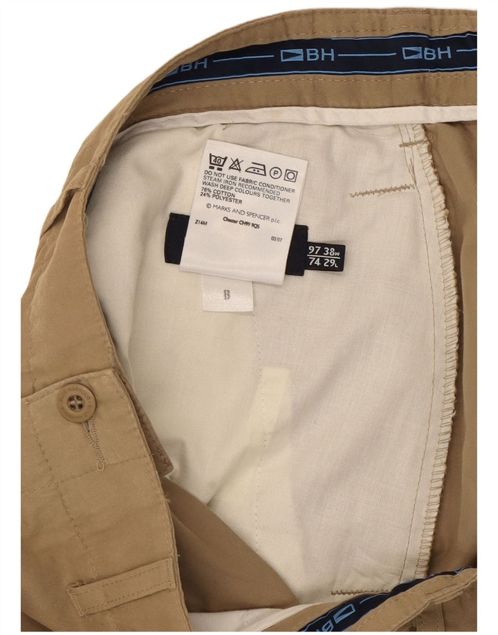 Marks & Spencer Mens Blue Harbour Bootcut Chino Trousers W38 L29 Beige