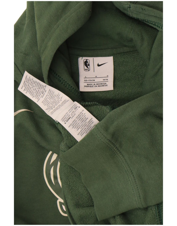 Nike Boys Milwaukee Bucks Graphic Hoodie Jumper 12-13 Years Large Green