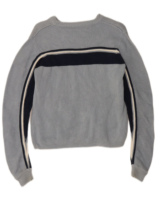 Zara Boys Crew Neck Jumper Sweater 9-10 Years Blue Striped Cotton Retro