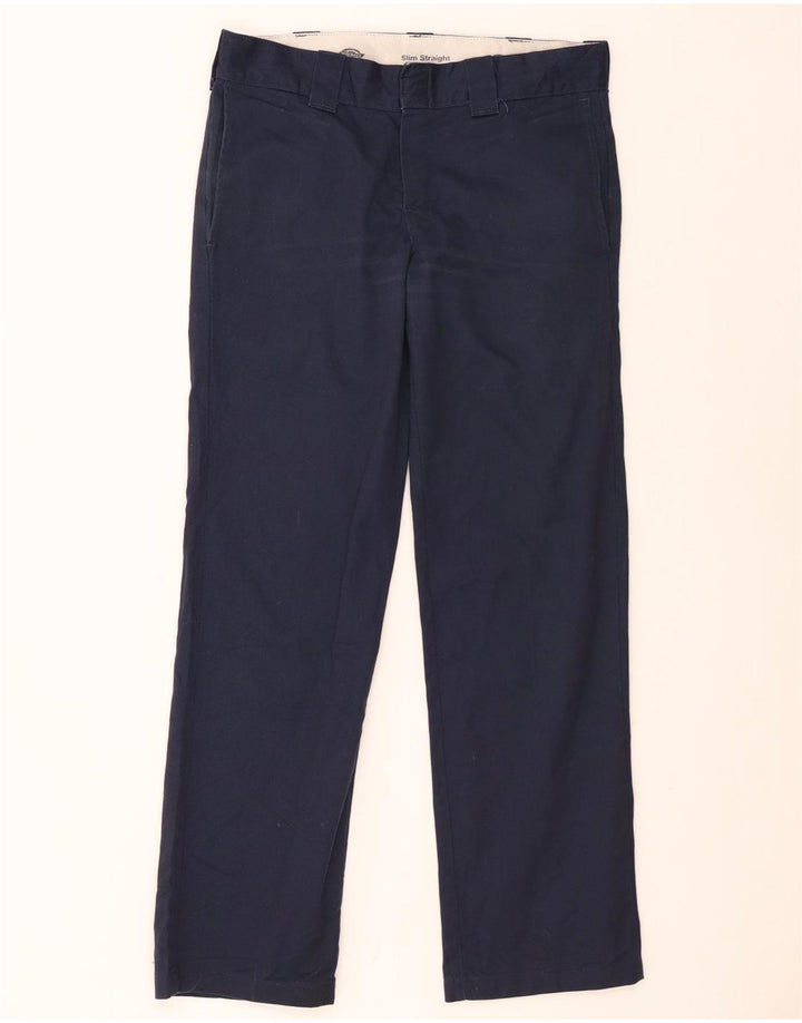 DICKIES Mens Slim Straight Chino Trousers W31 L32 Navy Blue Polyester