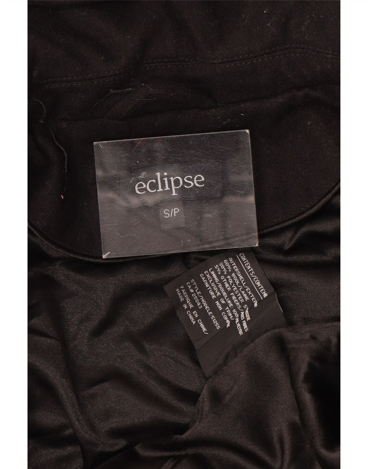 Eclipse Womens Hooded Duffle Coat UK 10 Small Black Wool