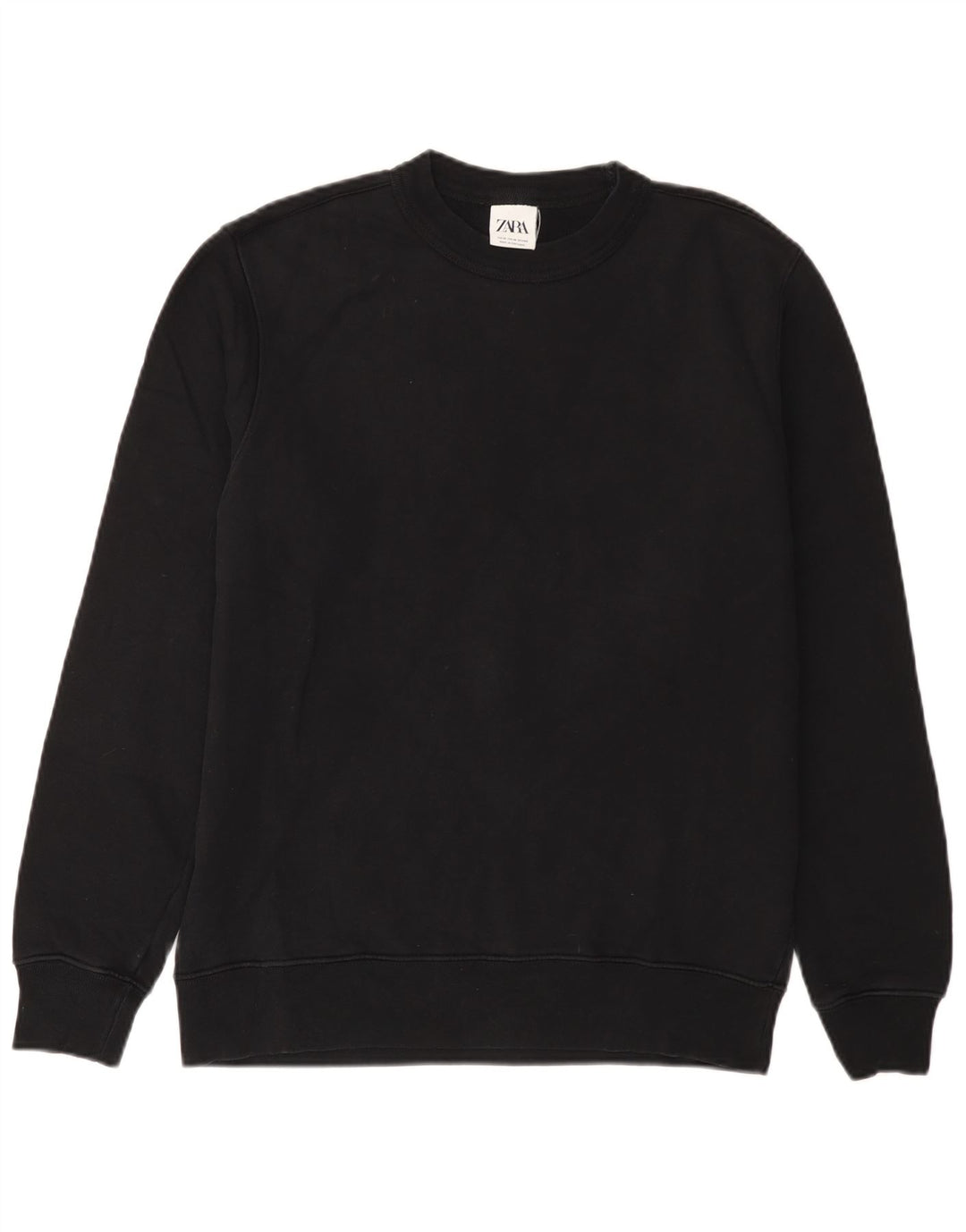 Zara Mens Sweatshirt Jumper Medium Black Cotton