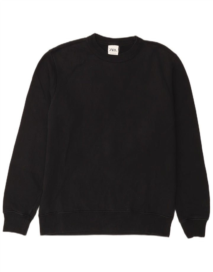 Zara Mens Sweatshirt Jumper Medium Black Cotton