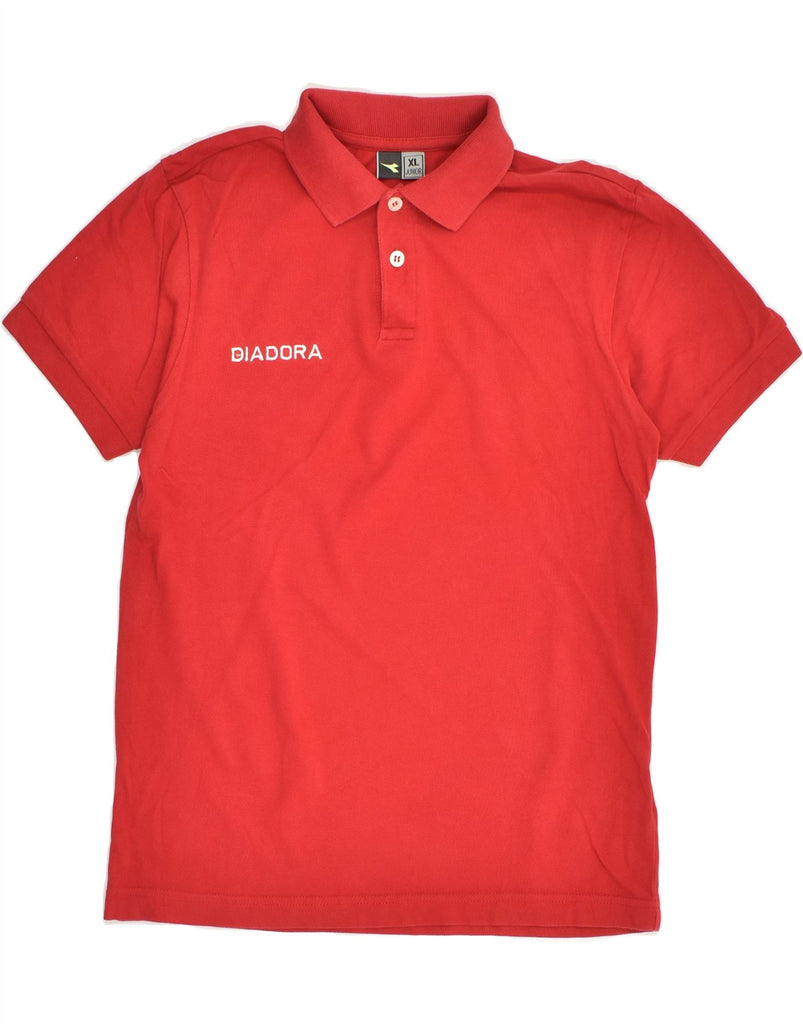 DIADORA Boys Polo Shirt 13-14 Years XL Red Cotton | Vintage Diadora | Thrift | Second-Hand Diadora | Used Clothing | Messina Hembry 