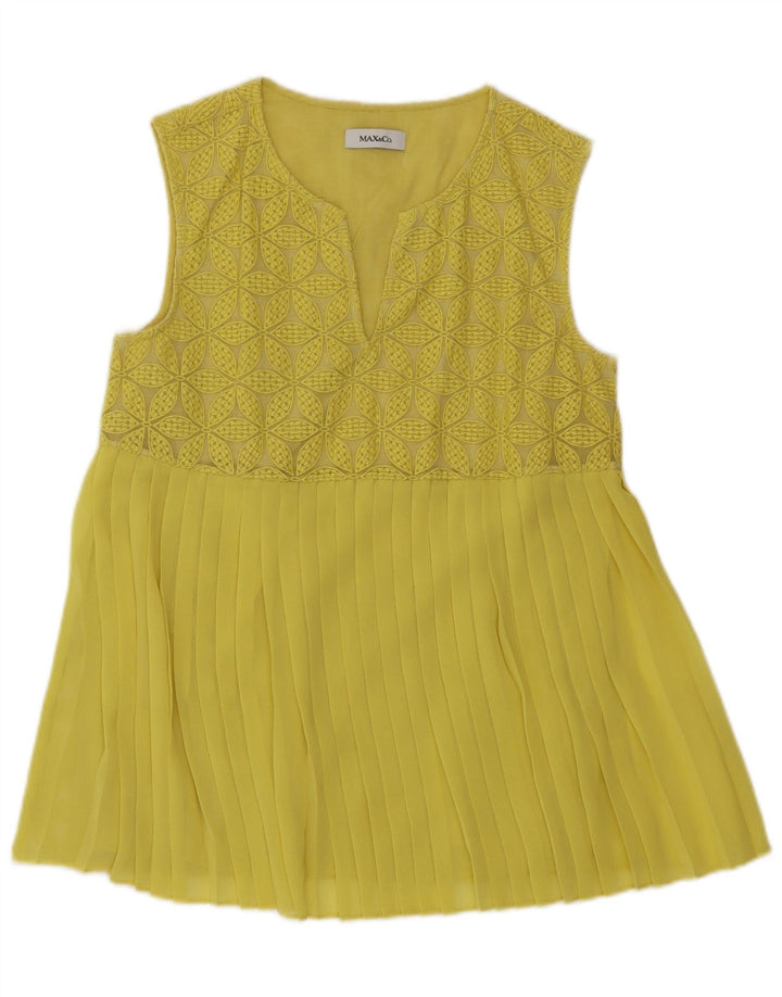 Max & Co. Womens Sleeveless Blouse Top UK 10 Small Yellow Floral