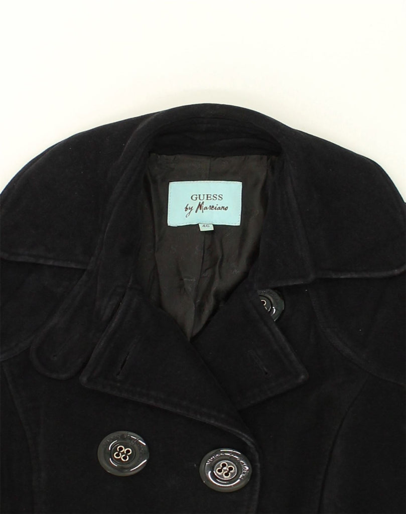 GUESS Womens Double Breasted Coat IT 46 Large Black Cotton | Vintage Guess | Thrift | Second-Hand Guess | Used Clothing | Messina Hembry 