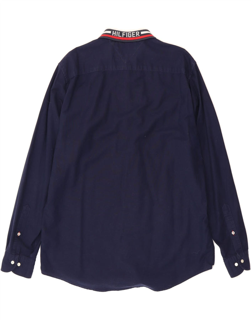 TOMMY HILFIGER Mens Regular Fit Shirt XL Navy Blue Cotton Vintage Tommy Hilfiger and Second-Hand Tommy Hilfiger from Messina Hembry 