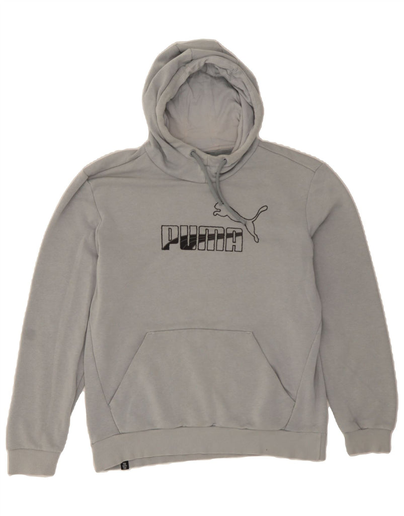 PUMA Mens Graphic Hoodie Jumper Medium Grey Cotton Vintage Puma and Second-Hand Puma from Messina Hembry 
