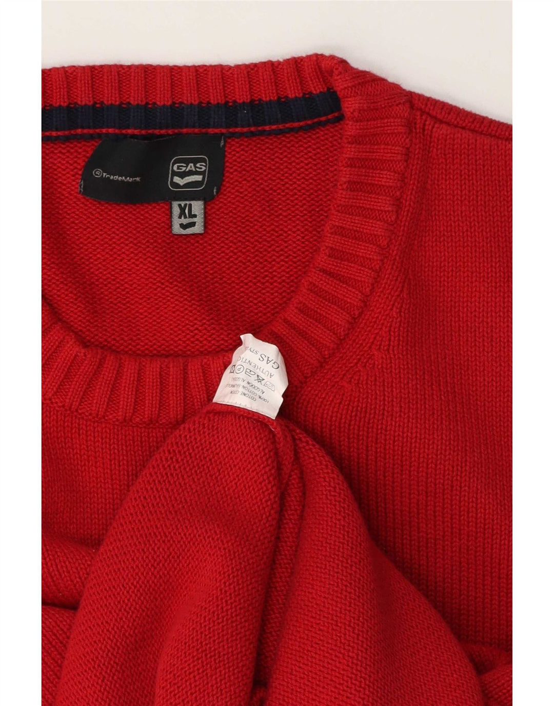 Gas Mens Crew Neck Jumper Sweater XL Red Cotton