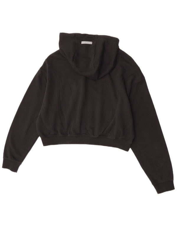 Nike Womens Air Crop Oversized Hoodie Jumper UK 10 Small Black Cotton
